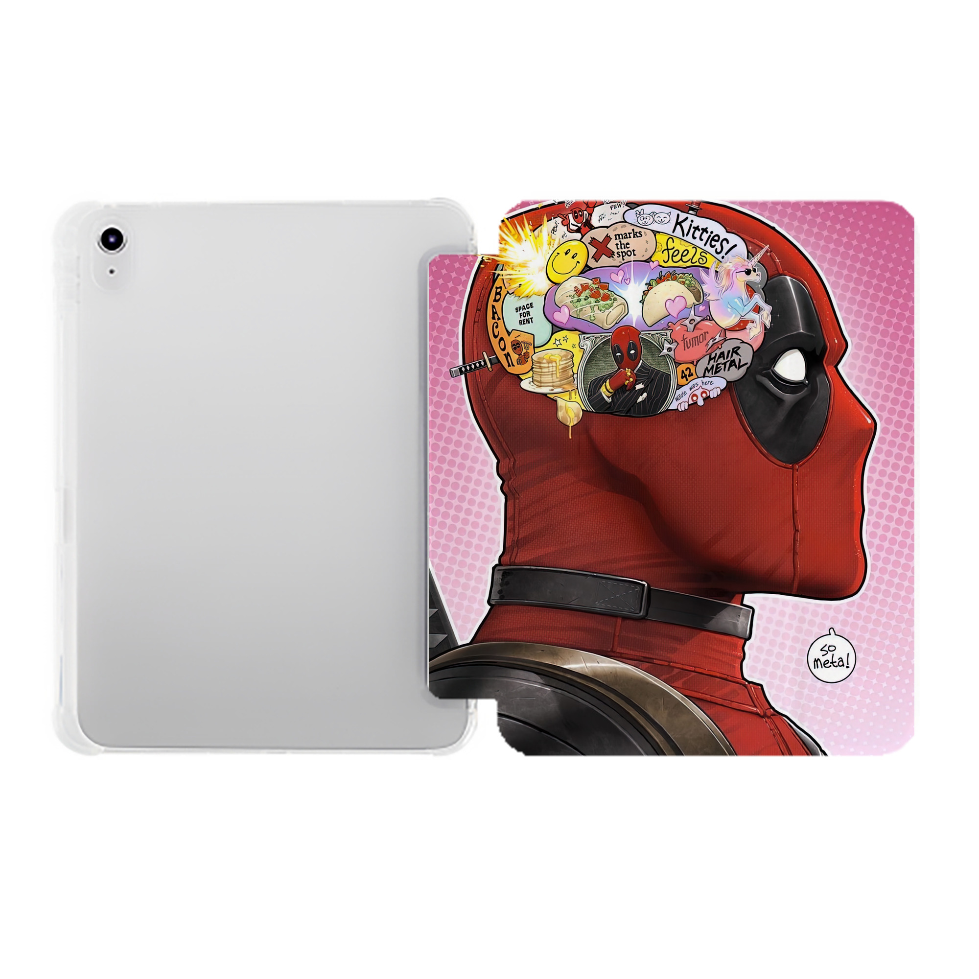 （画像用） Deadpool デッドプール IPad ケース ペン収納付き 三つ折りスタンド PUレザー×シリコン 対応機種9.5/10.5/10.9インチ